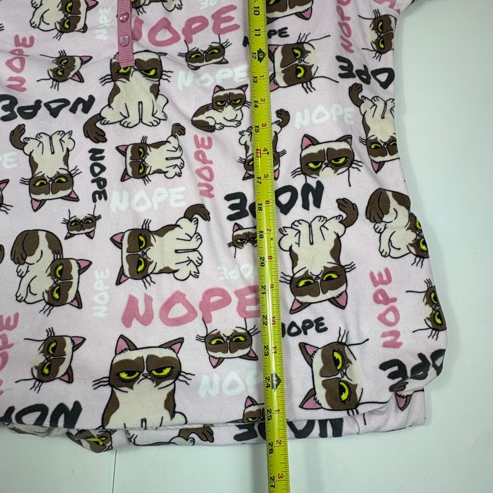 Grumpy Cat Womens 2X Pink Fleece Pajama Set Nope Meme Lounge Sleepwear - Picture 4 of 9